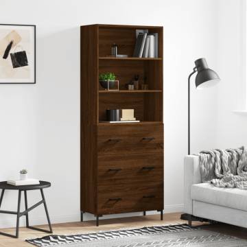 Stylish Highboard Brown Oak - 69.5x34x180 cm | HipoMarket