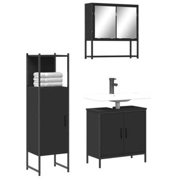 3 Piece Black Bathroom Furniture Set - Stylish & Practical