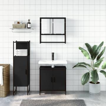 3 Piece Black Bathroom Furniture Set - Stylish & Practical