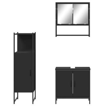 3 Piece Black Bathroom Furniture Set - Stylish & Practical