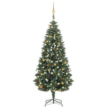 180 cm Pre-lit Artificial Christmas Tree with Ball Set