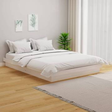 White Solid Wood Bed Frame 150x200 cm King Size - Hipomarket