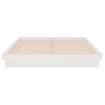 White Solid Wood Bed Frame 150x200 cm King Size - Hipomarket