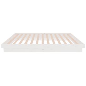 White Solid Wood Bed Frame 150x200 cm King Size - Hipomarket