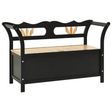 Storage Bench 126 cm Black Solid Fir Wood - Stylish & Functional