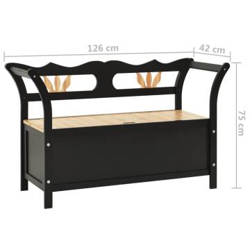 Storage Bench 126 cm Black Solid Fir Wood - Stylish & Functional