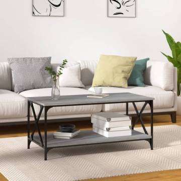 Grey Sonoma Coffee Table - Stylish Engineered Wood & Iron