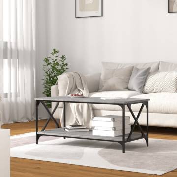 Grey Sonoma Coffee Table - Stylish Engineered Wood & Iron