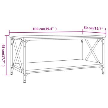 Grey Sonoma Coffee Table - Stylish Engineered Wood & Iron