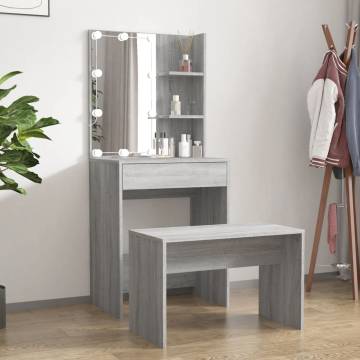 Stylish LED Dressing Table Set in Grey Sonoma - Hipomarket