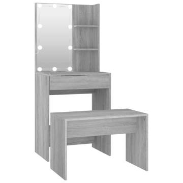 Stylish LED Dressing Table Set in Grey Sonoma - Hipomarket