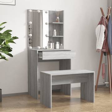 Stylish LED Dressing Table Set in Grey Sonoma - Hipomarket