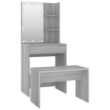 Stylish LED Dressing Table Set in Grey Sonoma - Hipomarket