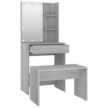 Stylish LED Dressing Table Set in Grey Sonoma - Hipomarket