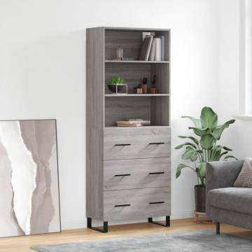 Stylish Highboard Grey Sonoma - Engineered Wood Storage