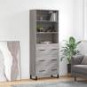 Highboard Grey Sonoma 69.5x34x180 cm Engineered Wood Colour grey sonoma Quantity in Package 1 Model 3 drawers 