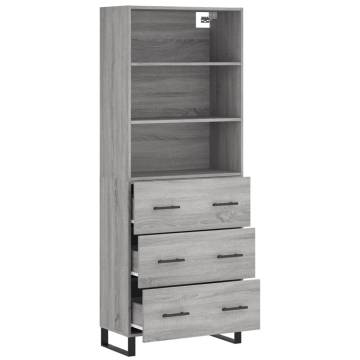 Stylish Highboard Grey Sonoma - Engineered Wood Storage