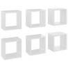 Wall Cube Shelves - 6 pcs High Gloss White | Hipomarket UK