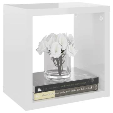 Wall Cube Shelves - 6 pcs High Gloss White | Hipomarket UK