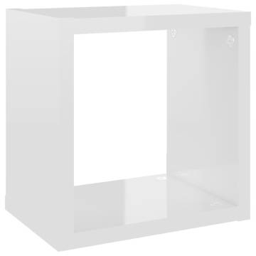 Wall Cube Shelves - 6 pcs High Gloss White | Hipomarket UK