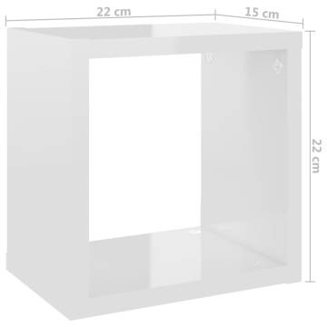 Wall Cube Shelves - 6 pcs High Gloss White | Hipomarket UK