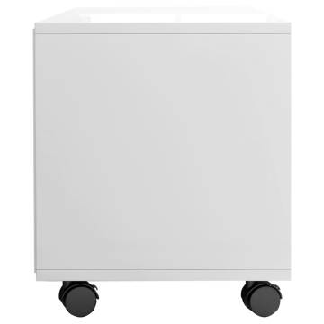 TV Cabinet with Castors - High Gloss White | 90x35x35 cm