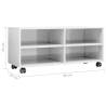 TV Cabinet with Castors - High Gloss White | 90x35x35 cm