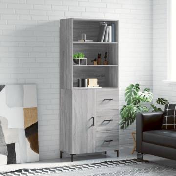 Stylish Highboard Grey Sonoma - 69.5x34x180 cm