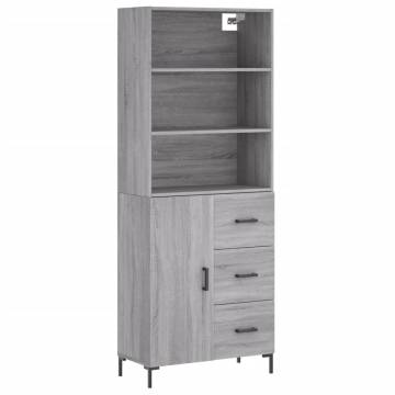 Stylish Highboard Grey Sonoma - 69.5x34x180 cm