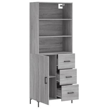 Stylish Highboard Grey Sonoma - 69.5x34x180 cm