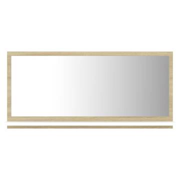 Bathroom Mirror - White & Sonoma Oak 80x10.5cm | HipoMarket