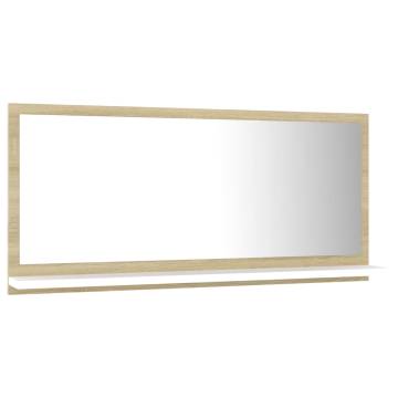 Bathroom Mirror - White & Sonoma Oak 80x10.5cm | HipoMarket