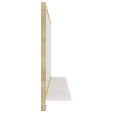 Bathroom Mirror - White & Sonoma Oak 80x10.5cm | HipoMarket