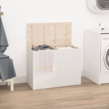 Laundry Box White | Solid Pine Wood Storage - HipoMarket