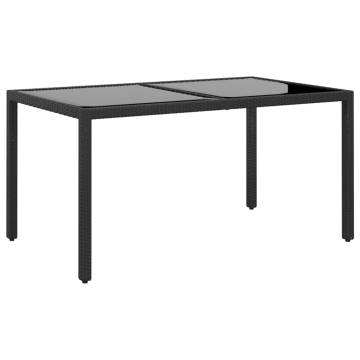 Stylish Poly Rattan Garden Table - 150x90 cm - Black