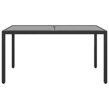 Stylish Poly Rattan Garden Table - 150x90 cm - Black