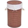 Bamboo Laundry Bin Round Brown - Stylish Storage Solution