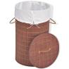 Bamboo Laundry Bin Round Brown - Stylish Storage Solution