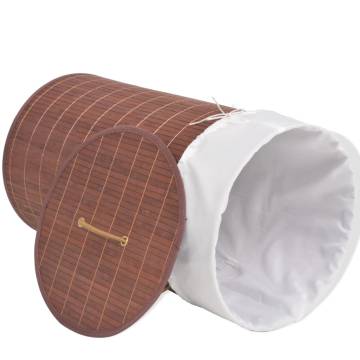 Bamboo Laundry Bin Round Brown - Stylish Storage Solution