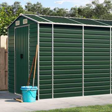 Garden Shed Green 191x895x198 cm Galvanised Steel - Hipomarket