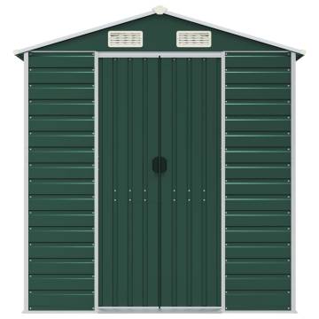 Garden Shed Green 191x895x198 cm Galvanised Steel - Hipomarket