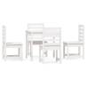 5 Piece White Solid Wood Pine Garden Dining Set - Outdoor Comfort