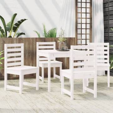 5 Piece White Solid Wood Pine Garden Dining Set - Outdoor Comfort