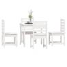 5 Piece White Solid Wood Pine Garden Dining Set - Outdoor Comfort