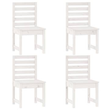 5 Piece White Solid Wood Pine Garden Dining Set - Outdoor Comfort