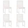 5 Piece White Solid Wood Pine Garden Dining Set - Outdoor Comfort