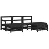 6 Piece Garden Lounge Set - Black Solid Pine Wood