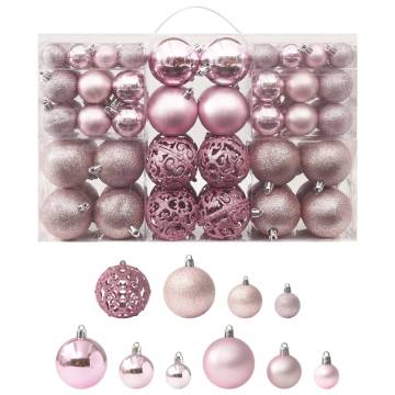 100 Piece Pink Christmas Ball Set - Beautiful Holiday Decor