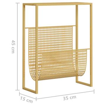 Magazine Rack Gold - Stylish Steel Organizer 35x15x45 cm