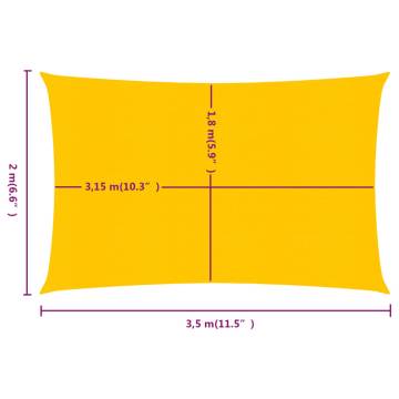 Sunshade Sail 2x3.5m Yellow HDPE - UV Resistant Shelter